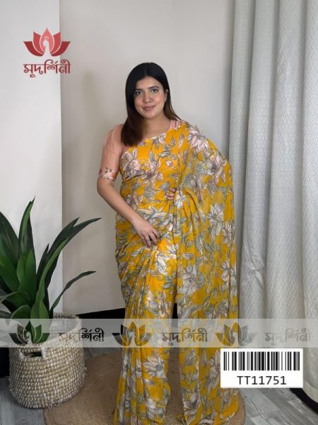 Pastel Bloom Floral Saree | Chiffon Saree