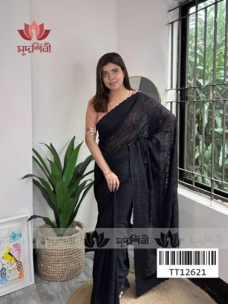 Black Embro Saree